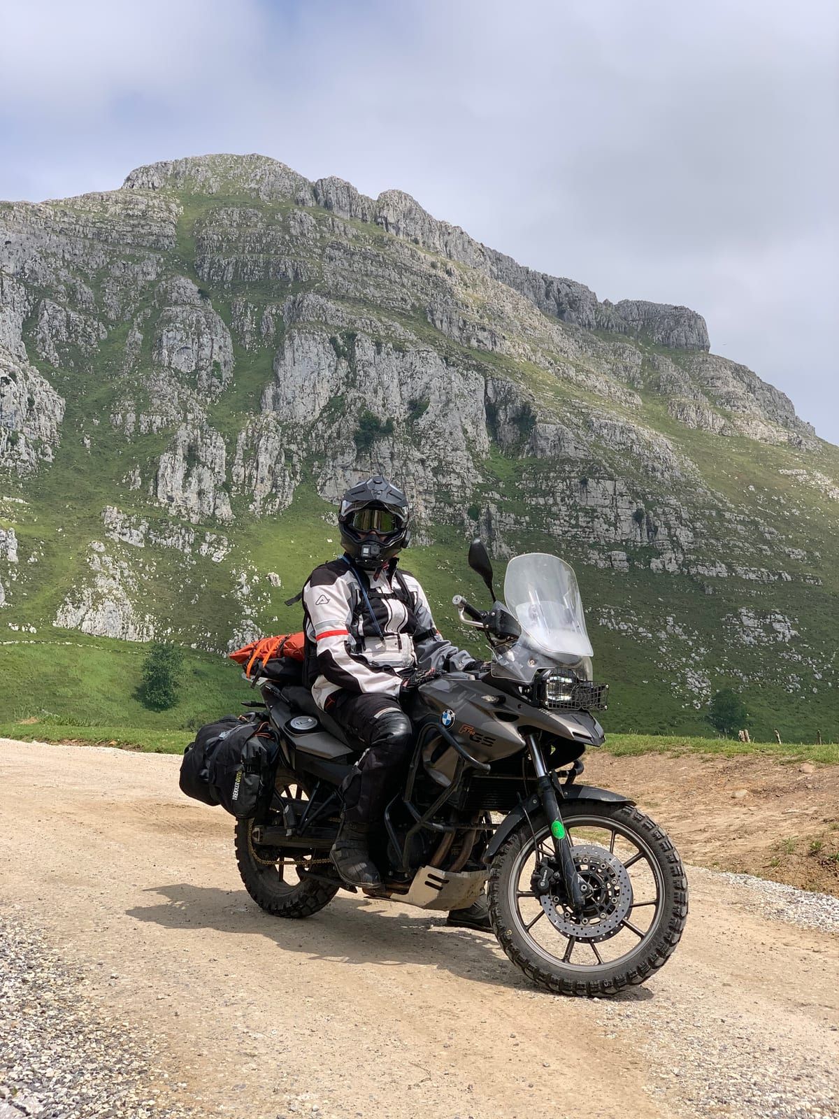Acerbis X-Tour worn on the bike on a mountain road