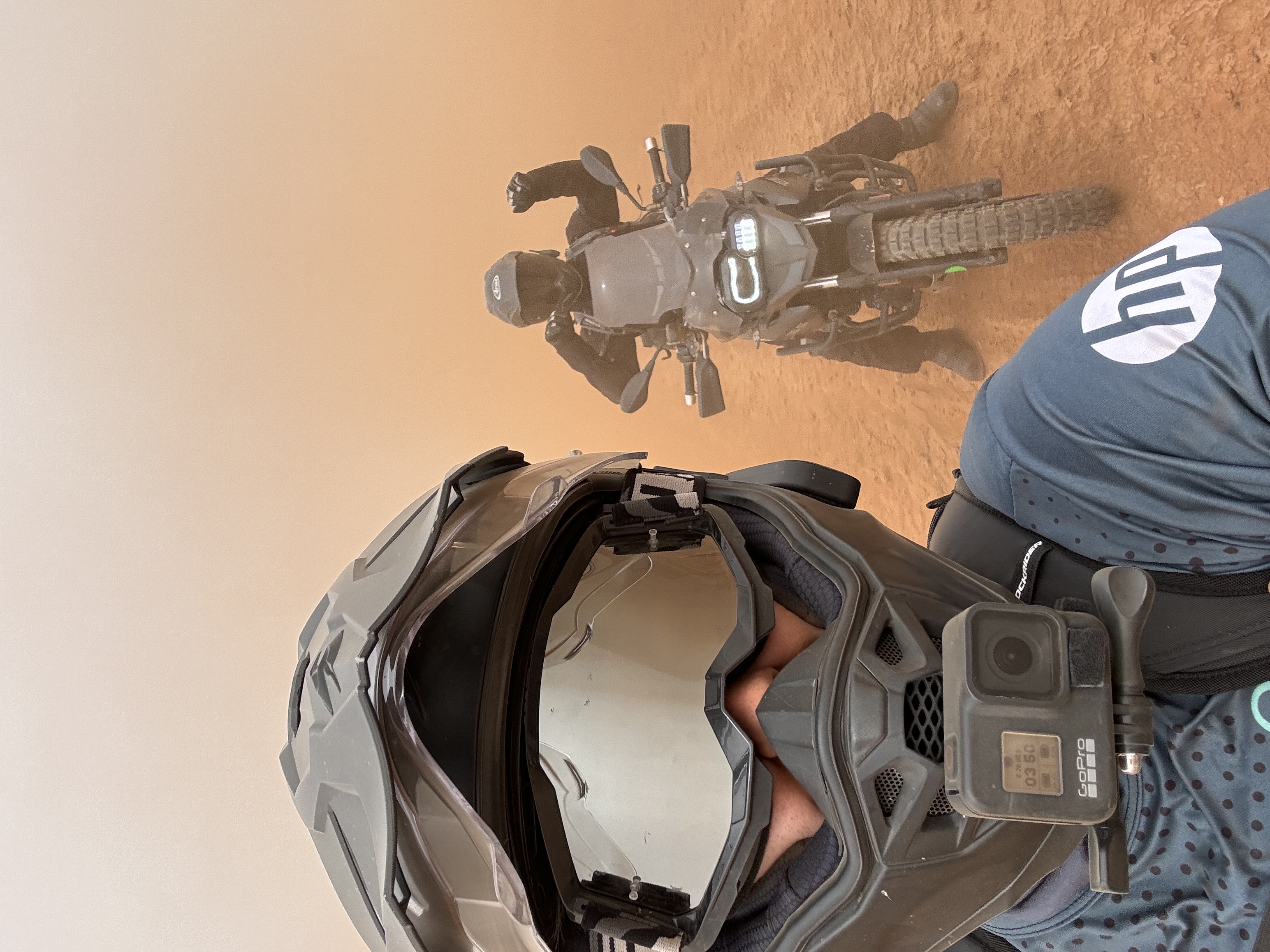 GoPro mounted on the chin bar of the Scorpion ADF-9000